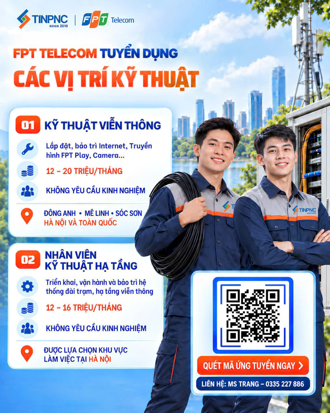 FPT Telecom tuyển dụng nhân sự Kỹ thuật Viễn thông