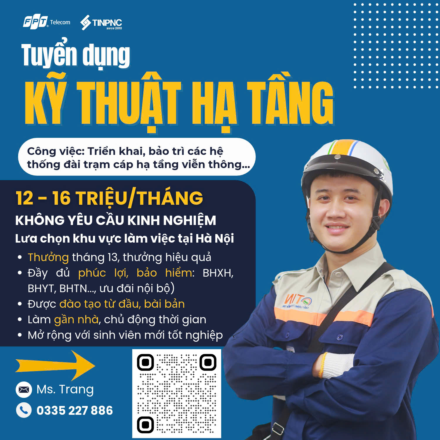 FPT Telecom tuyển kỹ thuật hạ tầng viễn thông – thu nhập cao